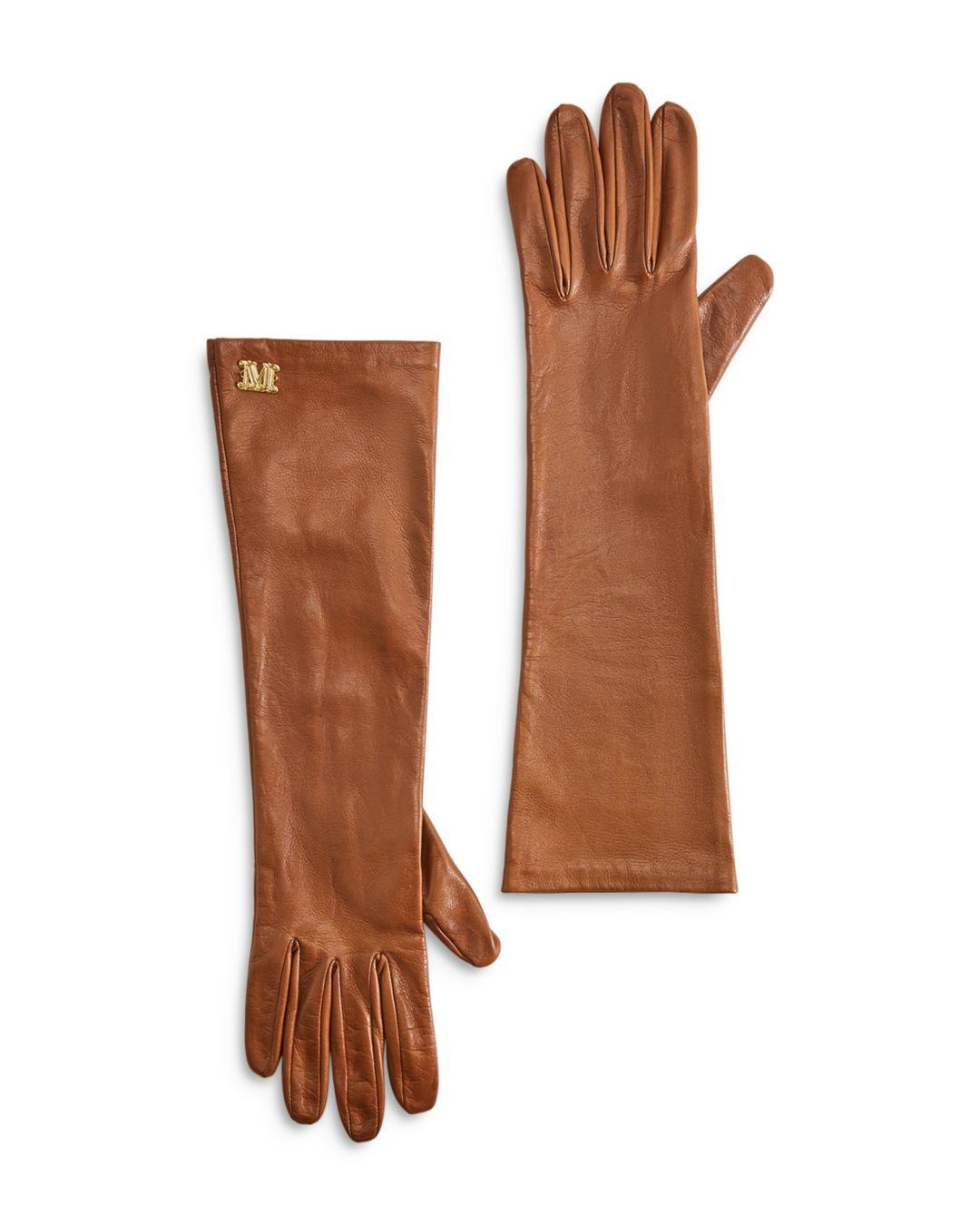 Max Mara Leather Afide Long Gloves in Camel (Brown) - Save 30% - Lyst