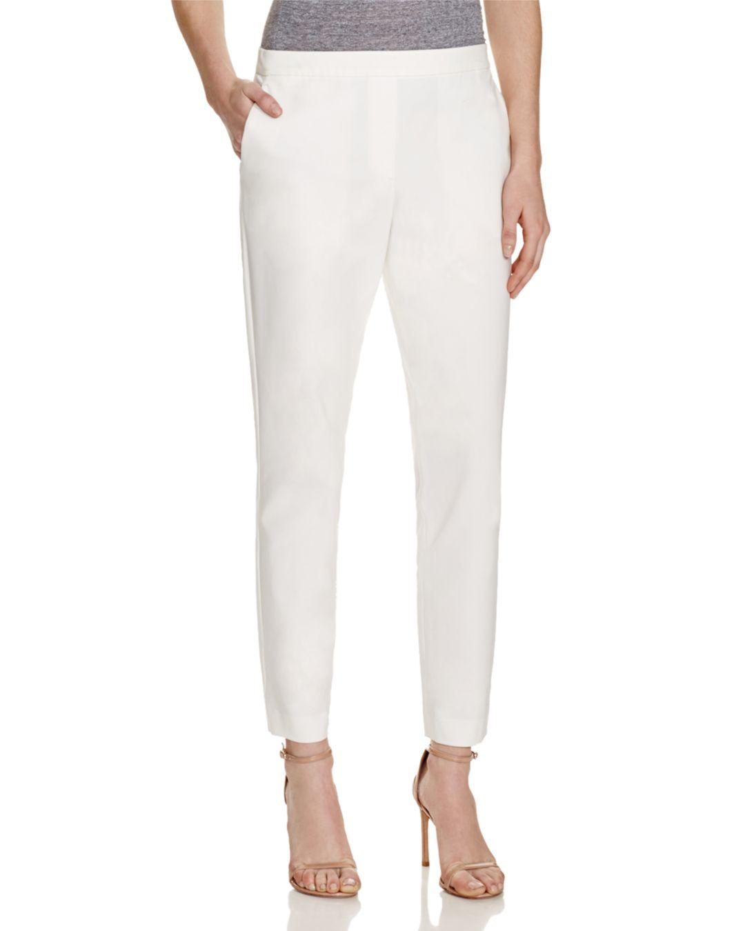 Theory Cotton Thaniel Approach Stretch Cropped Pants in Ivory (White ...