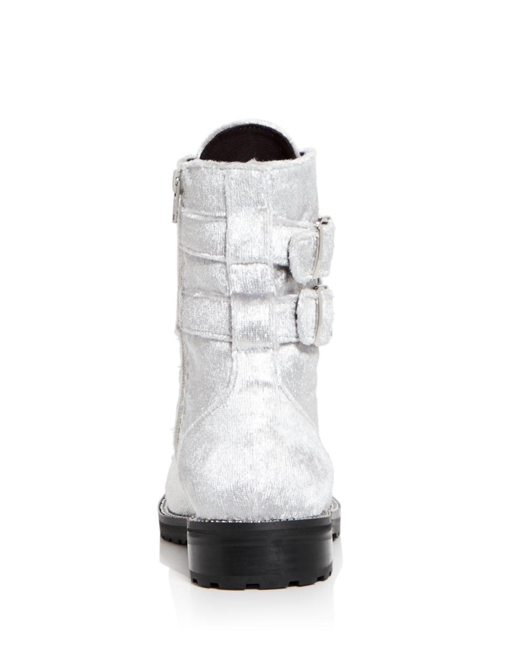 Embellished Combat Boots in Metallic 