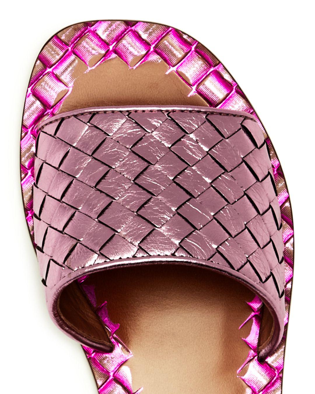 Bottega Leather Women's Woven Slide Sandals in Rose (Pink) Lyst