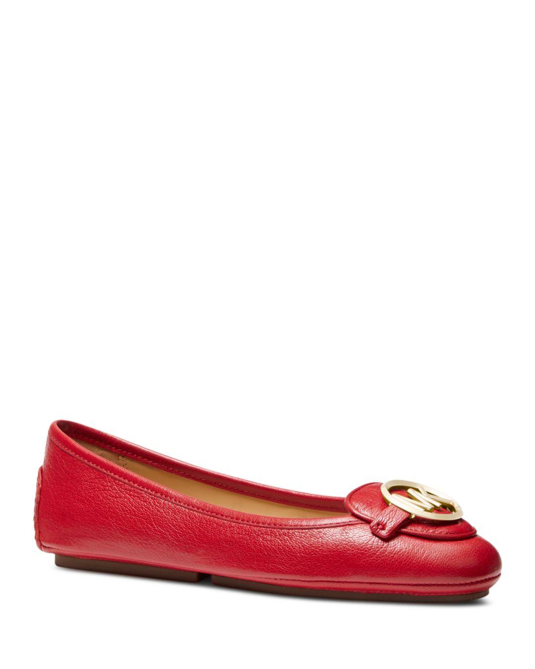 MICHAEL Michael Kors Women's Lillie Embellished Moccasin Flats in Red | Lyst