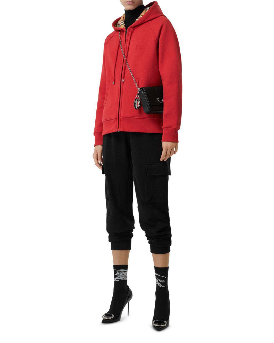 Burberry Cotton Hackfall Hoodie in Red | Lyst