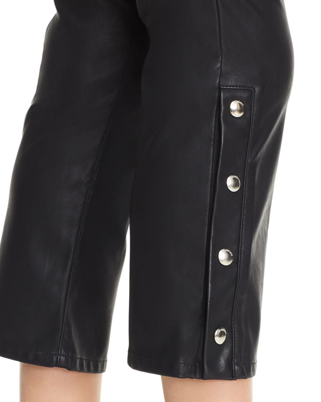 faux leather cropped flare pants