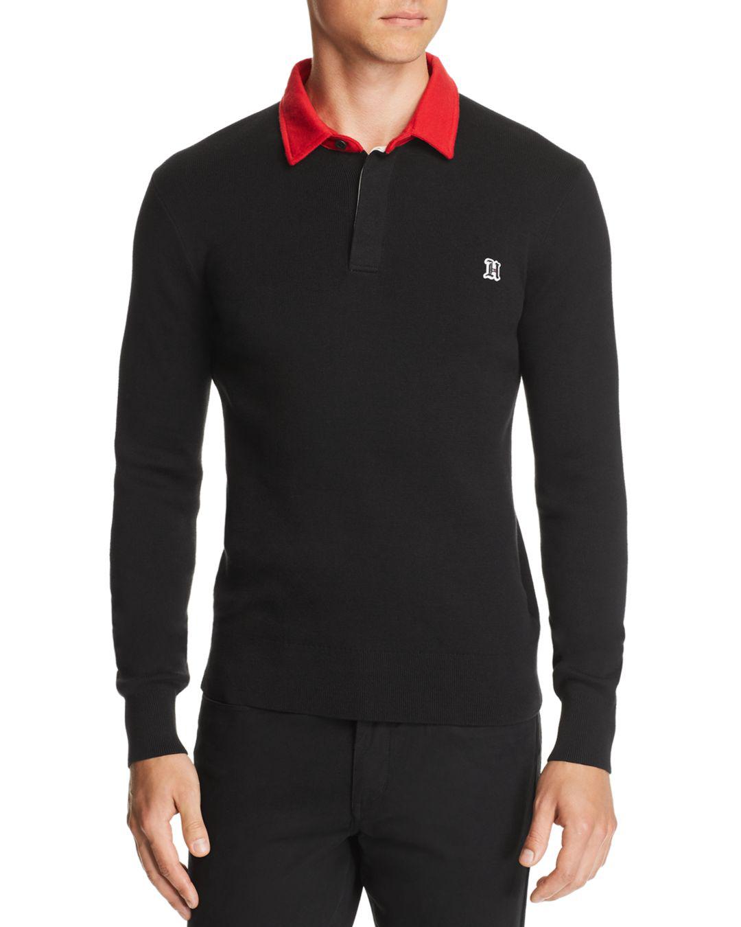tommy hilfiger black long sleeve polo