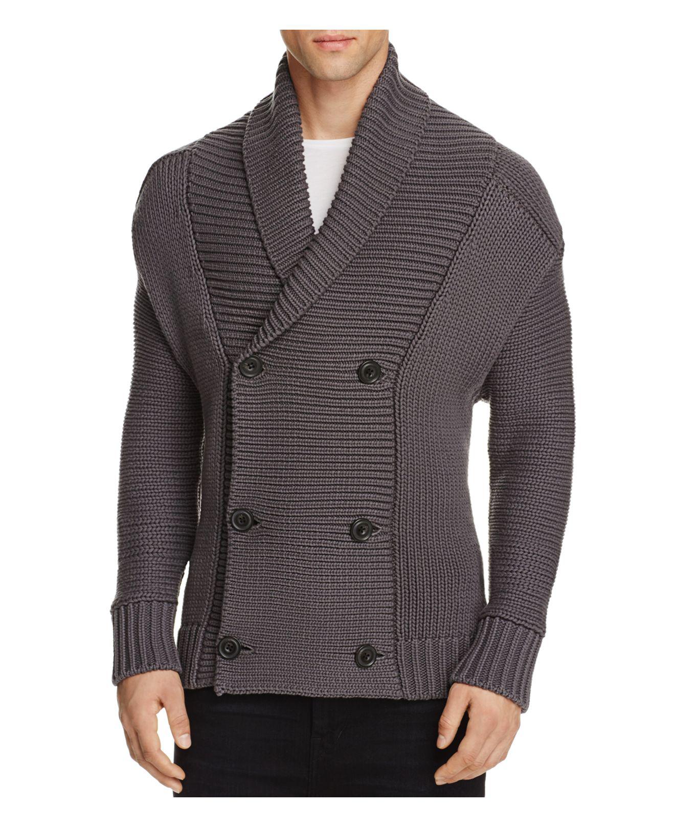 Vince Cotton Double Breasted Shawl Collar Cardigan Sweater in Sulphur ...