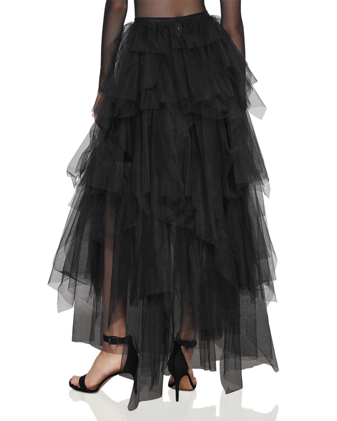 BCBGMAXAZRIA Camber Tiered Tulle Maxi Skirt in Black | Lyst