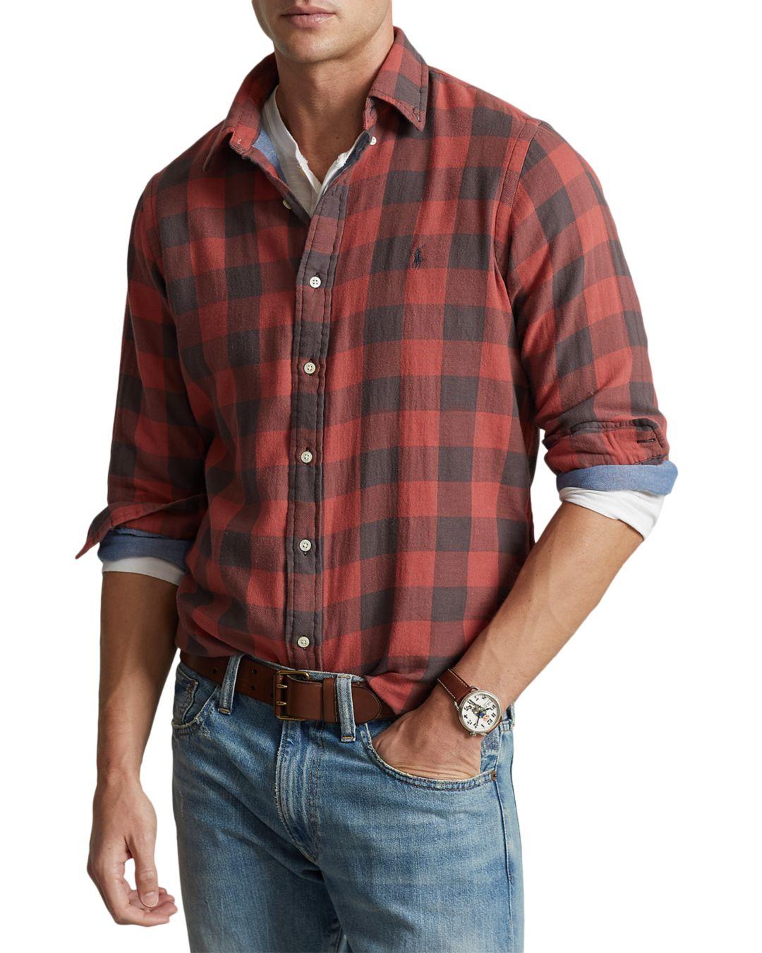 Polo Ralph Lauren Classic Fit Plaid Double Faced Shirt in Red for Men ...