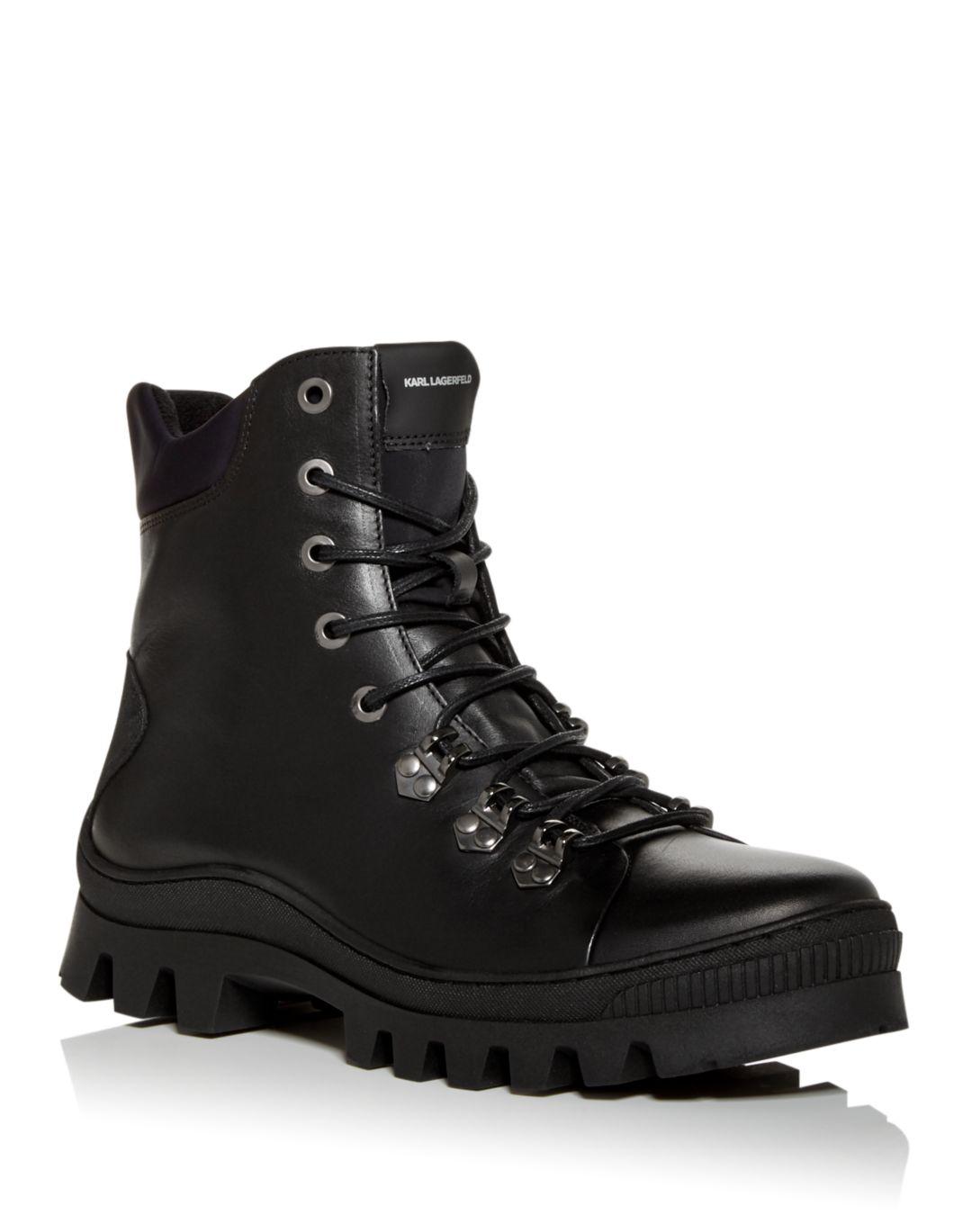 Karl Lagerfeld Leather Men's Combat Boots in Black for Men Lyst