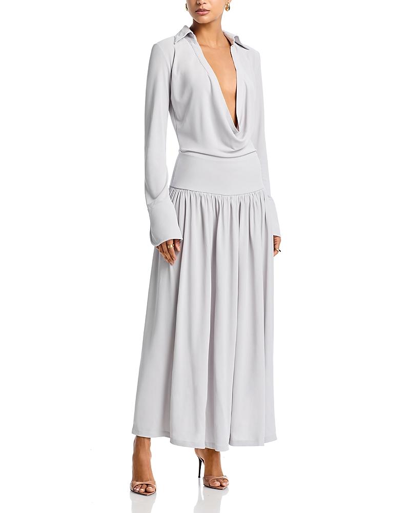 slim fit dress slacks Aya Muse Light Blue Mer Maxi Dress