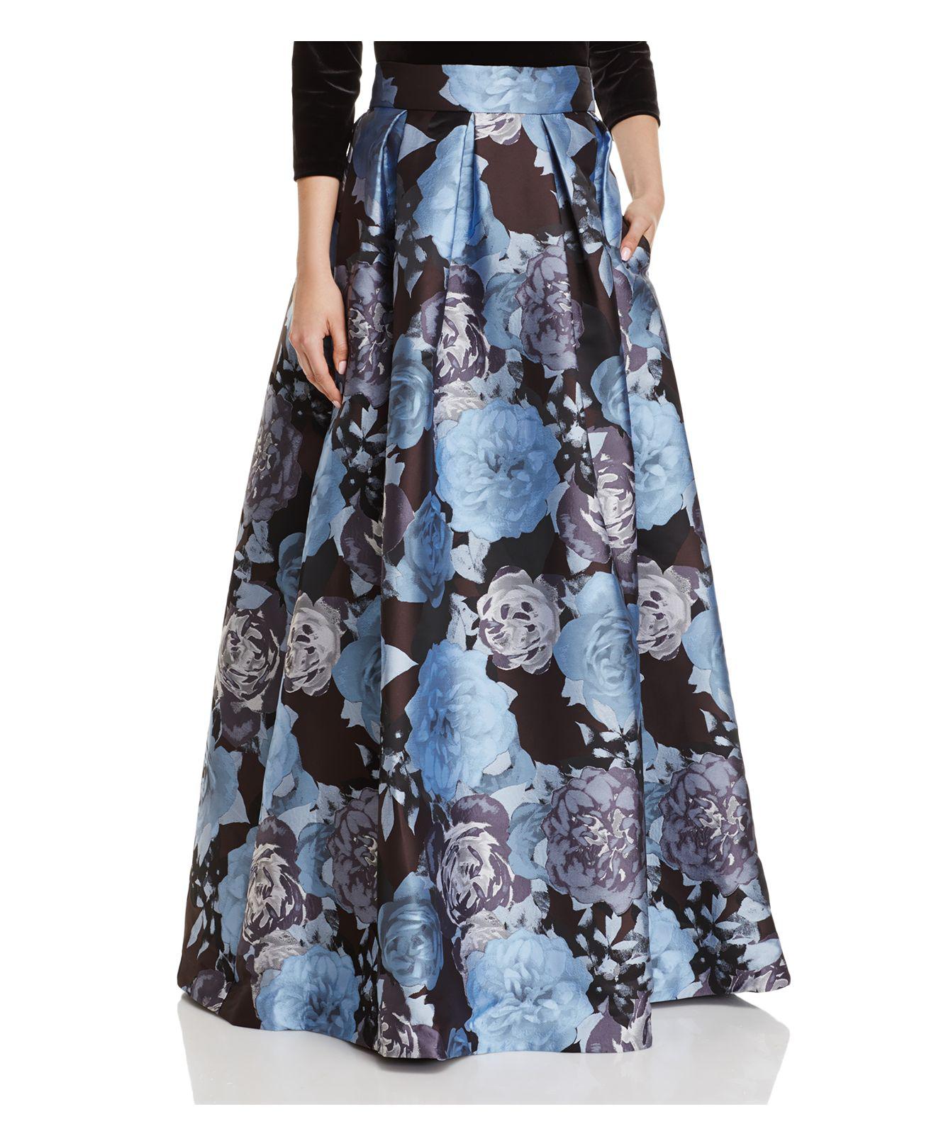 Eliza J Pleated Floral-print Ball Skirt in Blue | Lyst