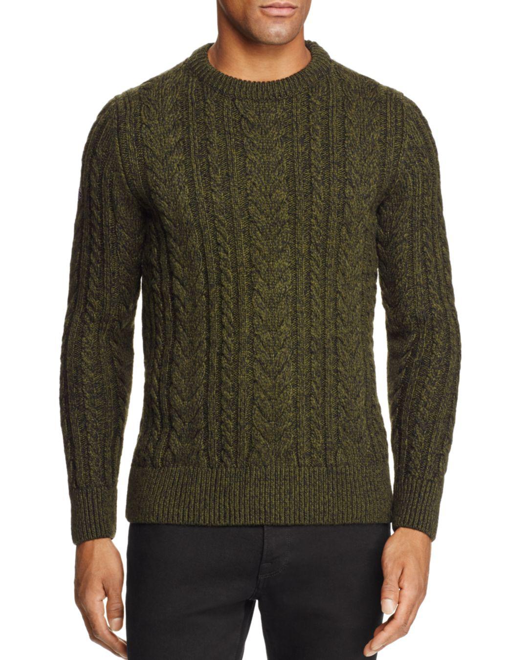 Superdry Jacob Heritage Cable Knit Crewneck Sweater in Green for Men - Lyst