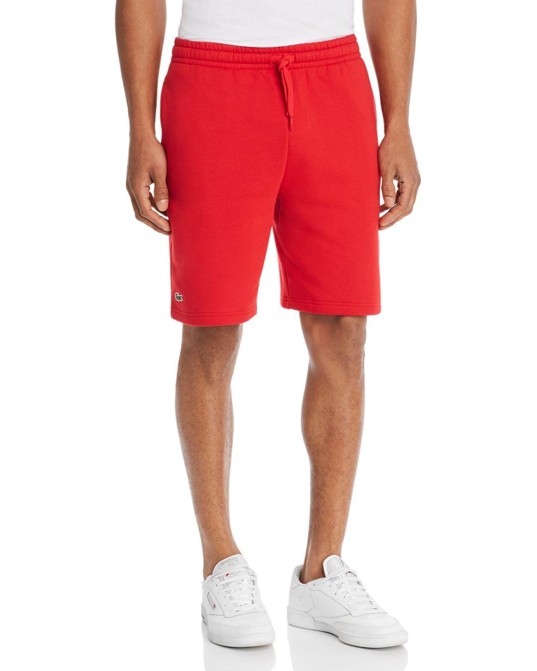 Lacoste Sport Fleece Shorts in Red for Men - Lyst