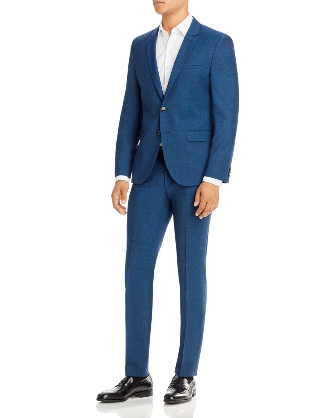 HUGO Arti Extra Slim Fit Petrol Blue Textured Solid Suit Jacket for