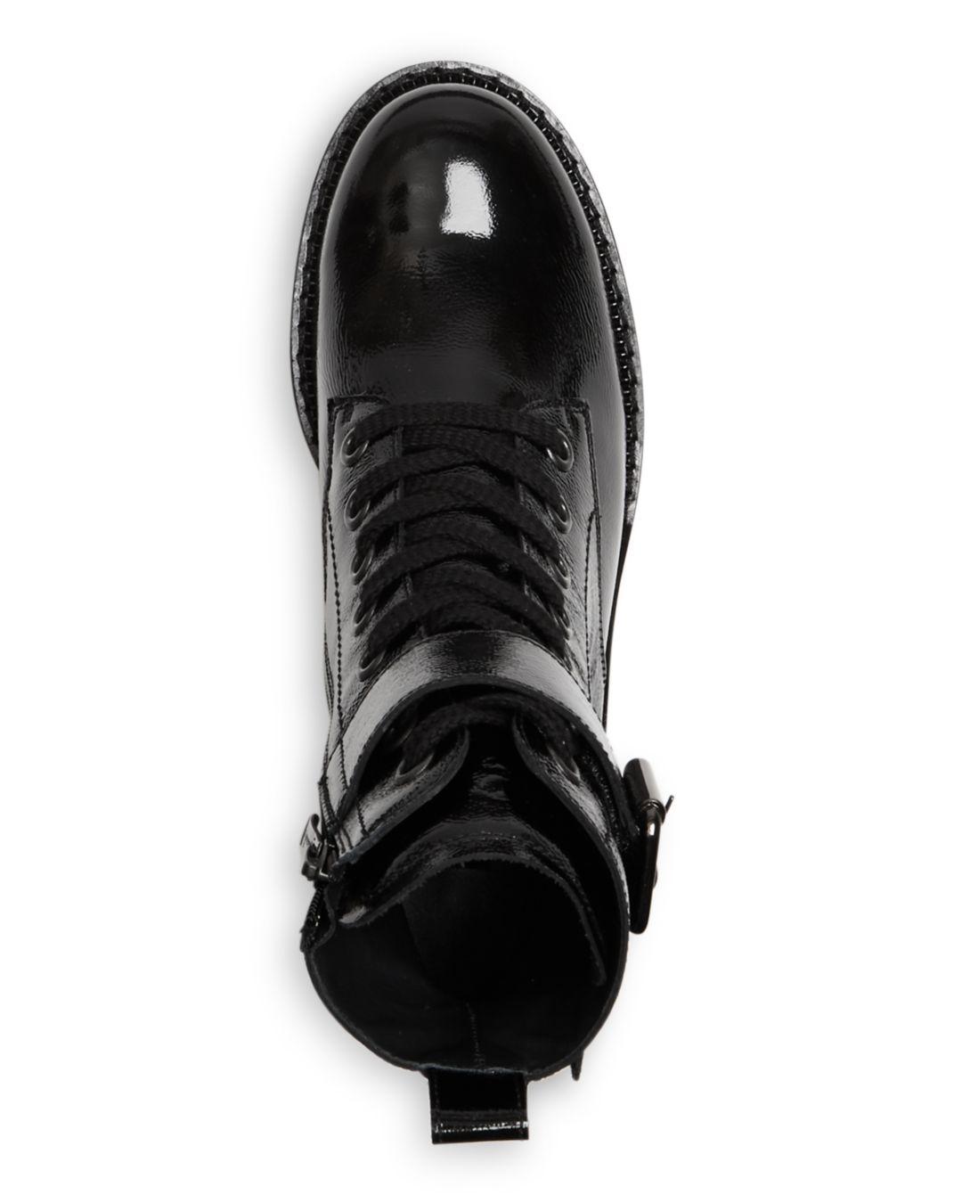 Paul Green Leather Dynamite Block Heel Combat Boots in Black | Lyst