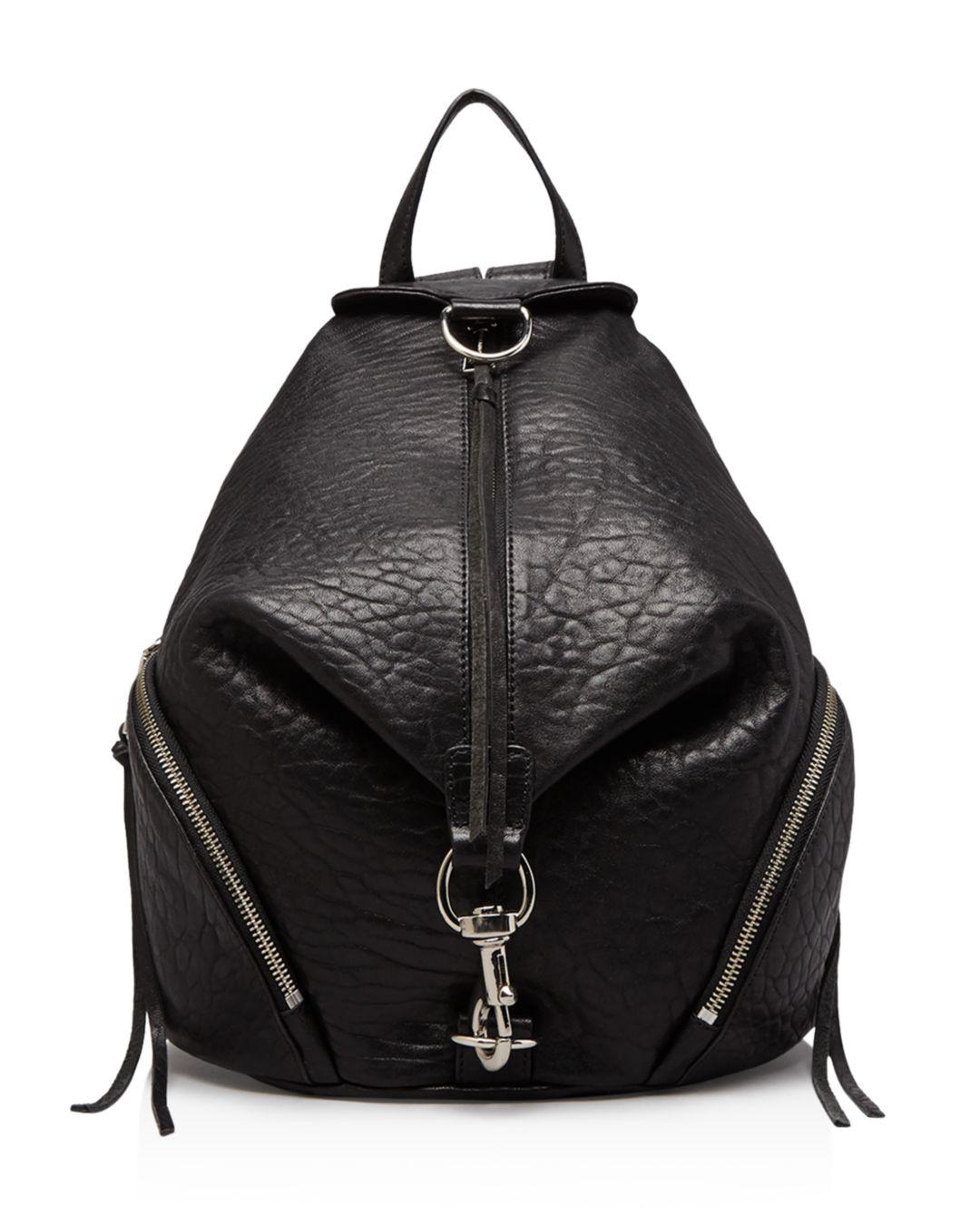Rebecca Minkoff Leather Julian Backpack in Black/Silver ...