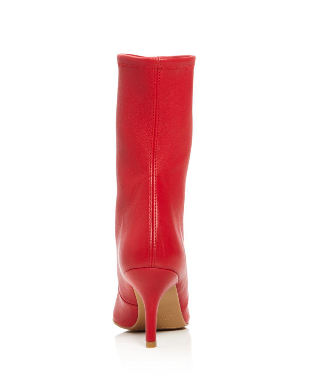 stuart weitzman stretch back leather booties