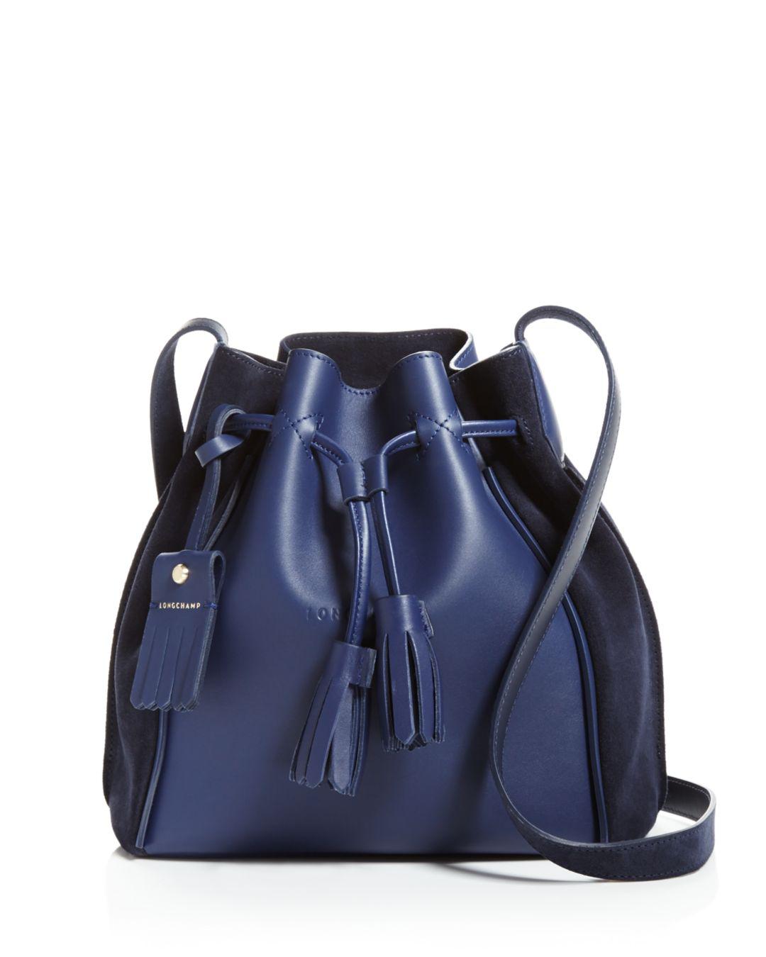 Longchamp Penelope Leather Bucket Bag in Blue - Lyst
