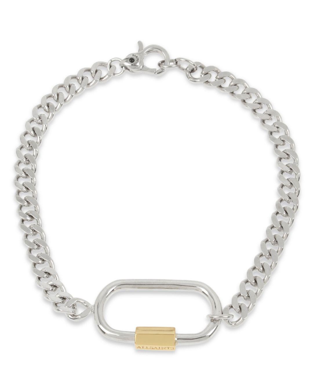 AllSaints Carabiner Link Bracelet in Silver/Gold (Metallic) - Lyst