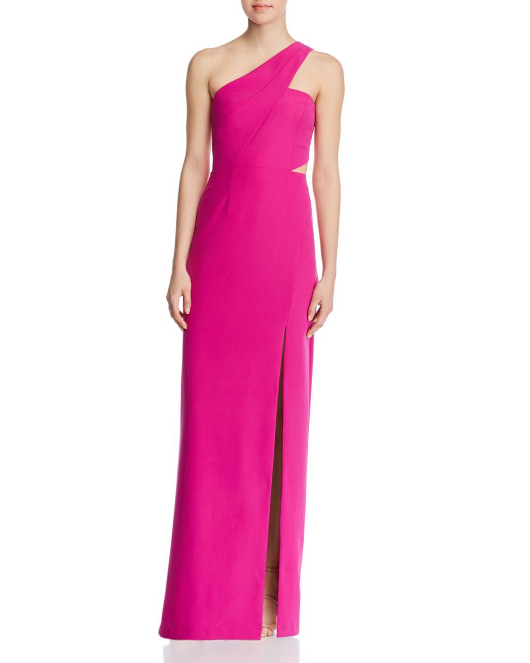 one shoulder crepe gown