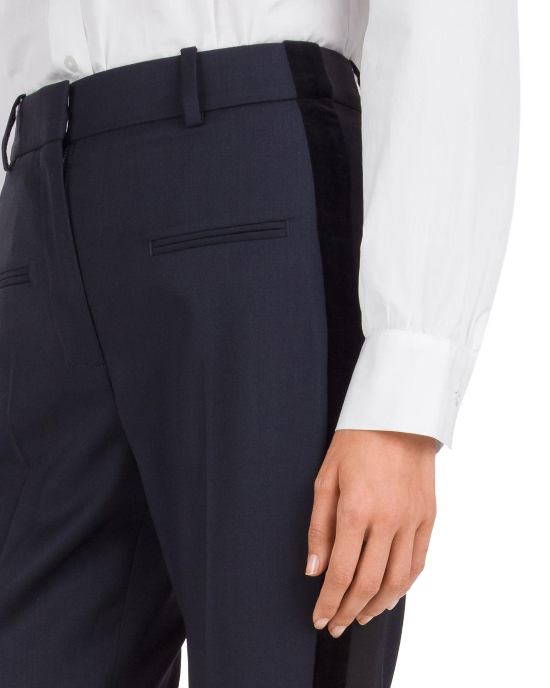 The Kooples Cropped Velvet Side Stripe Pants in Navy (Blue) - Lyst