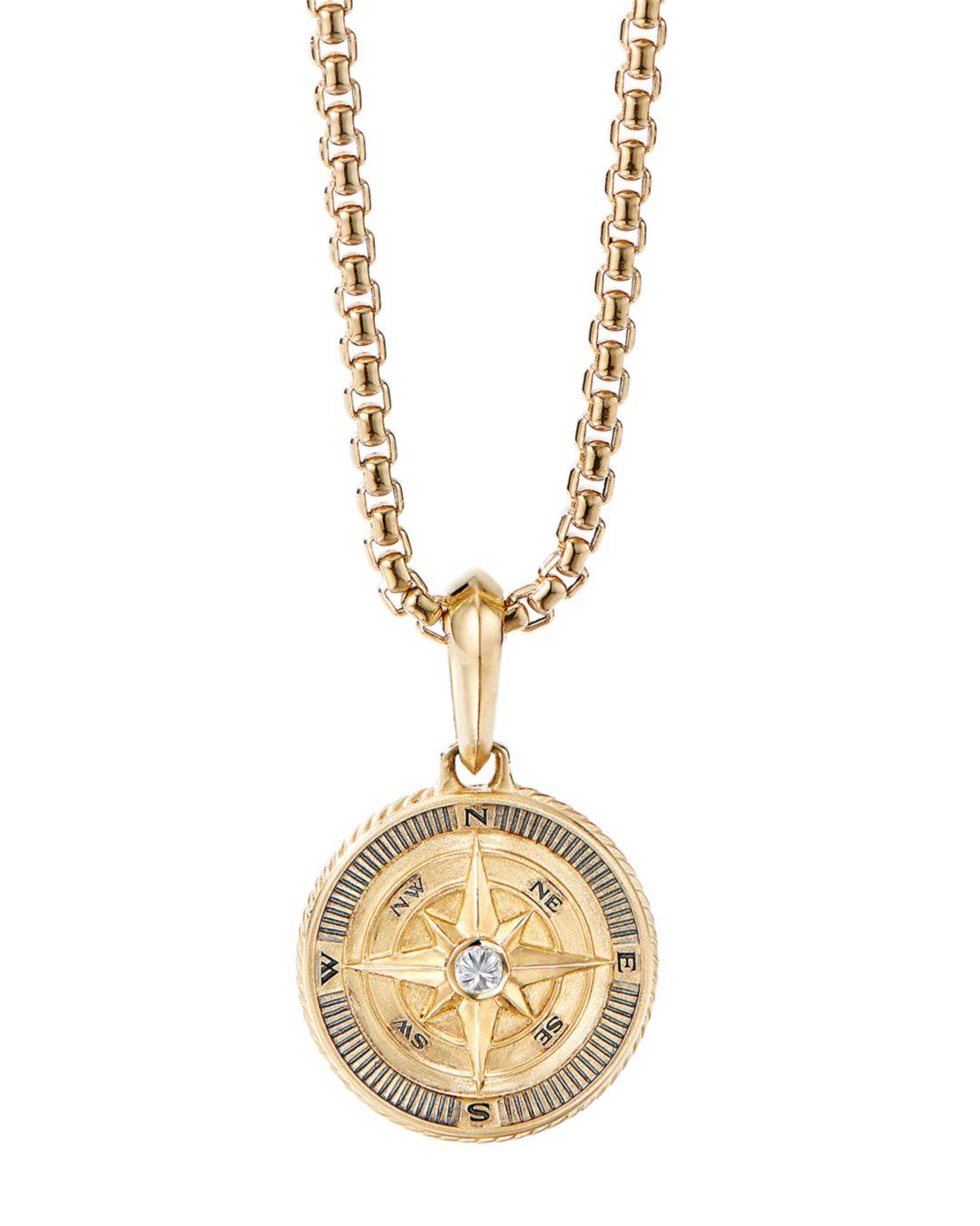 David Yurman 18k Yellow Gold Maritime Compass Amulet With Diamond in Metallic for Men Lyst