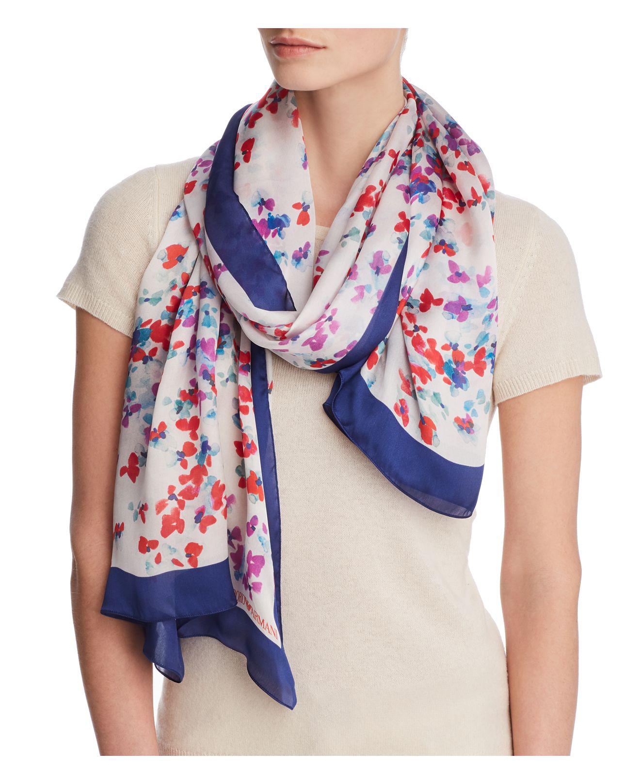 Floral Print Mulberry Silk Scarf 