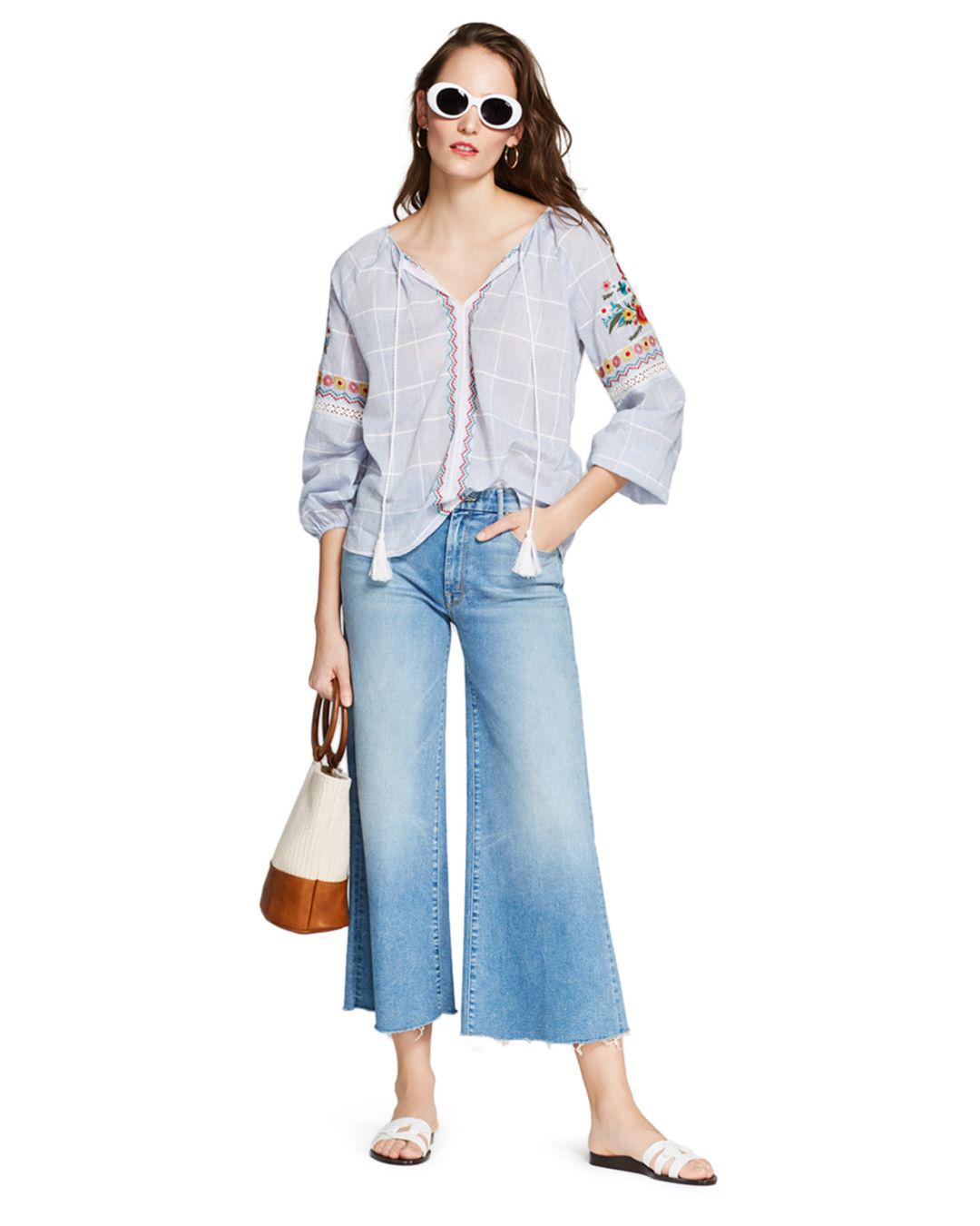 mother the roller crop fray jeans