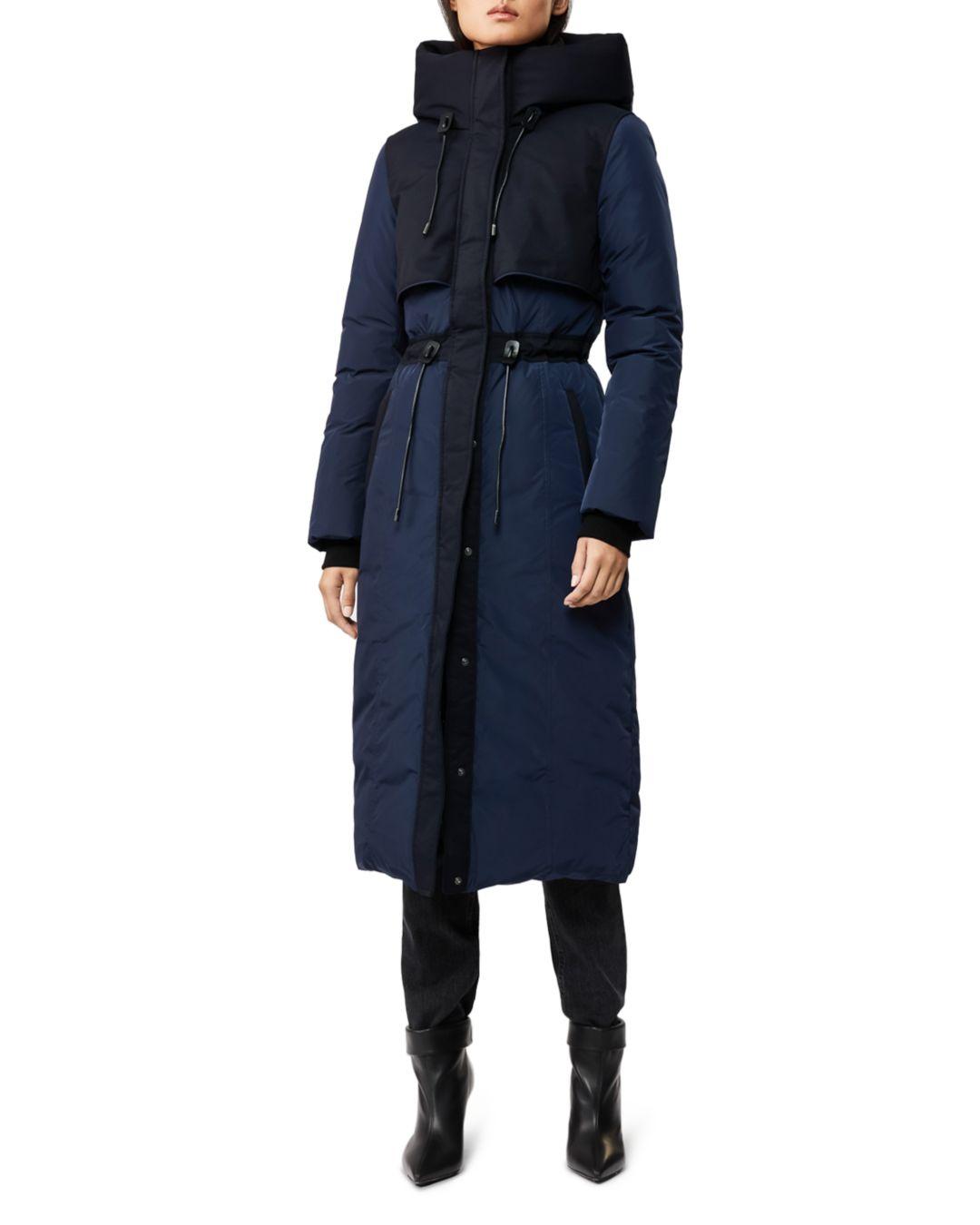 navy long down coat