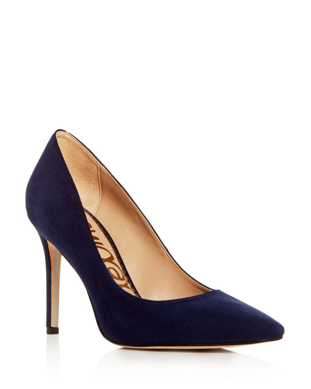 Sam Edelman Suede Women's Hazel Pointed Toe High - Heel Pumps in Navy Suede (Blue) - Lyst
