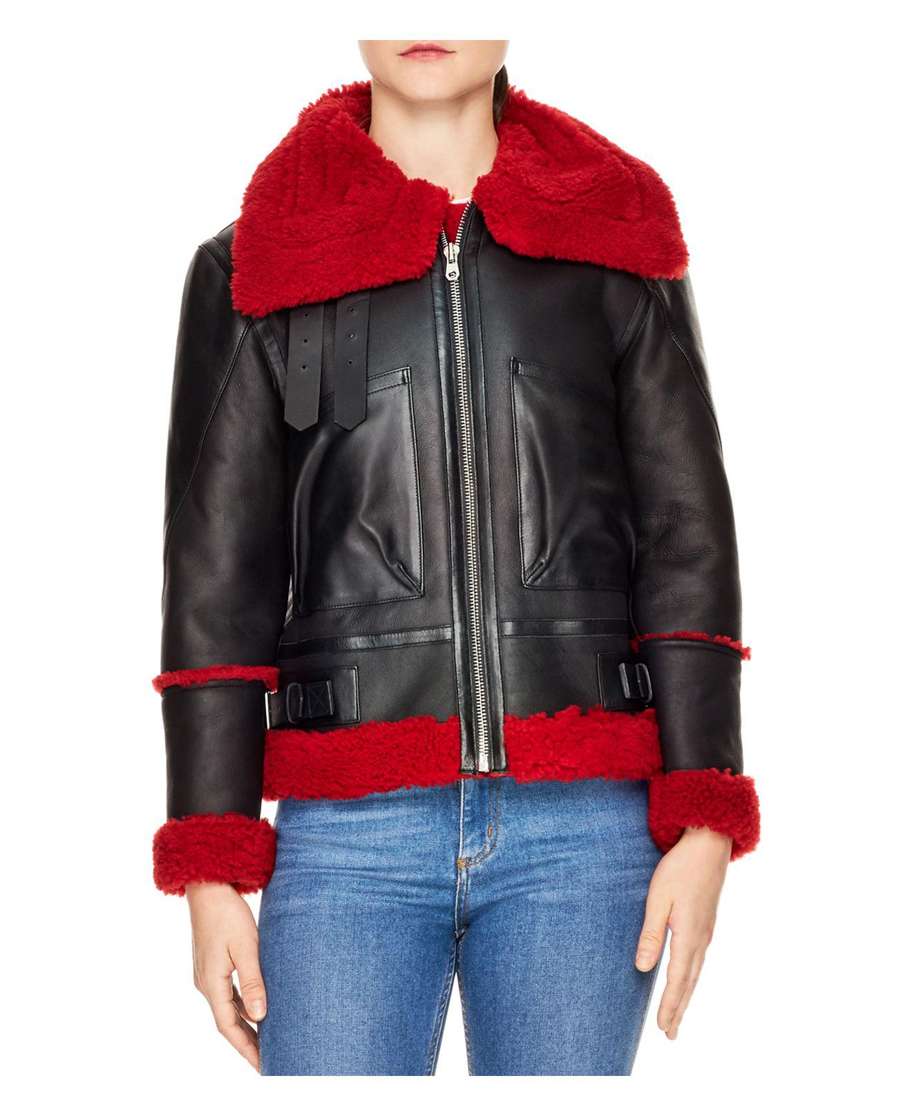 Red shearling jacket Clearance