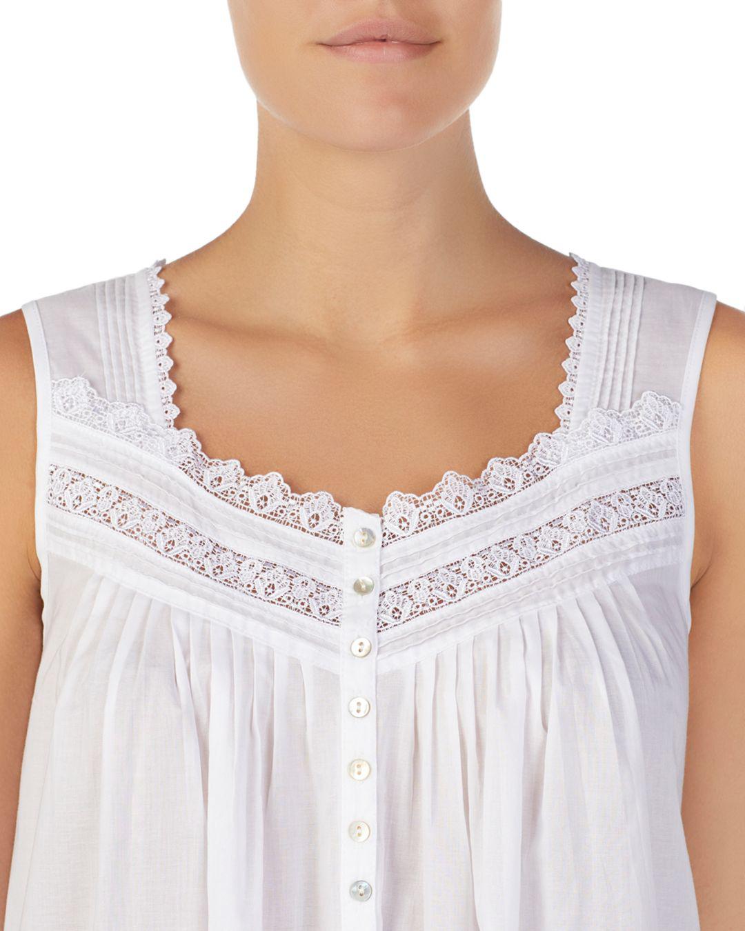 white cotton nightgown sleeveless