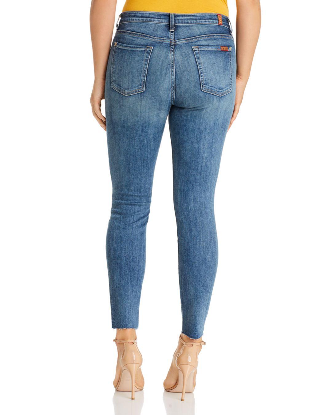 7 For All Mankind High Waist Ankle Skinny Jeans In B(air) Authentic Luck in  Blue | Lyst