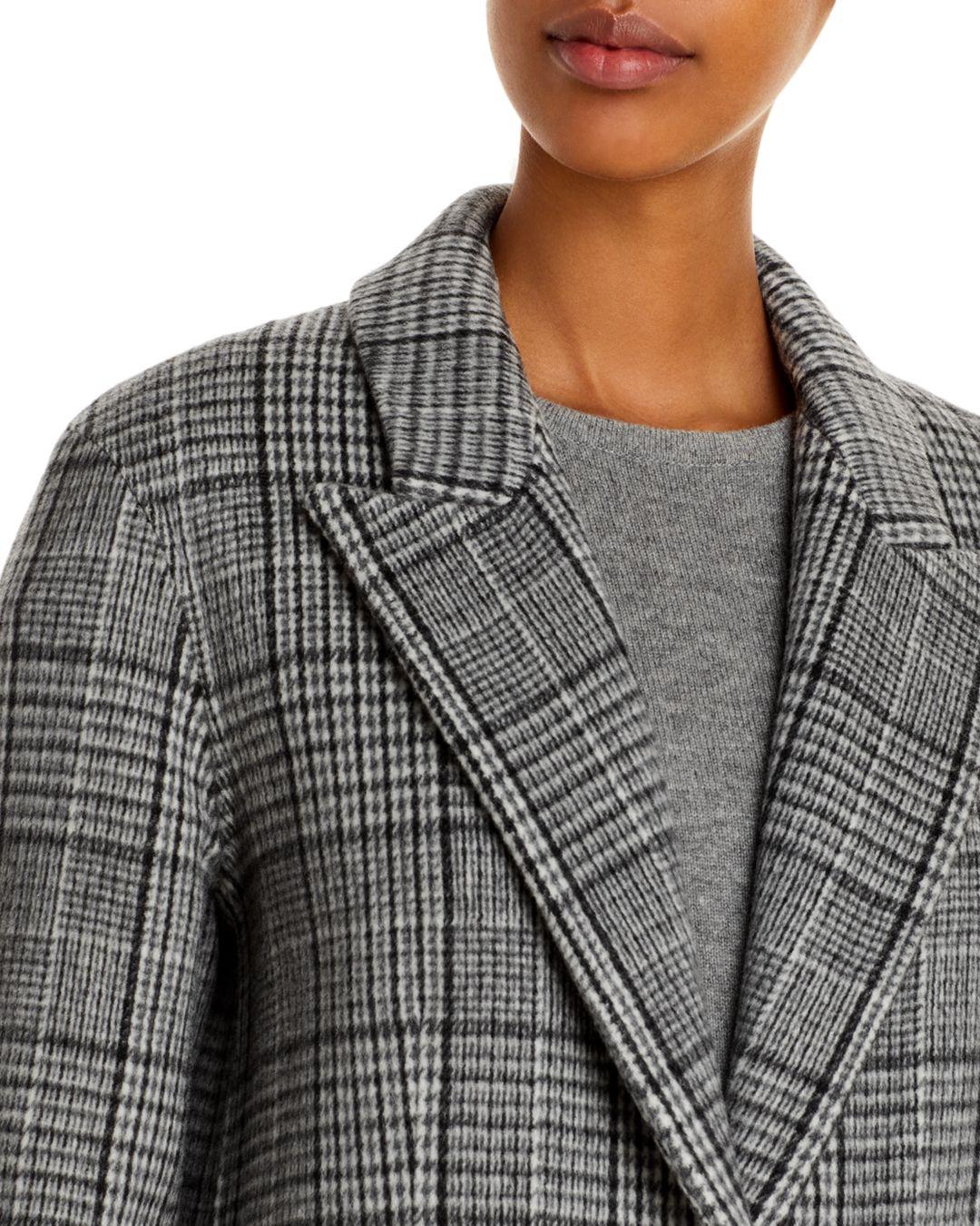 Theory Wool Plaid Coat in Gray | Lyst