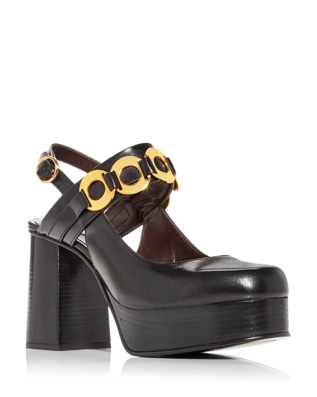 See By Chloé Women's Jenny Slingback High Block Heel Platform Sandals in  Black | Lyst