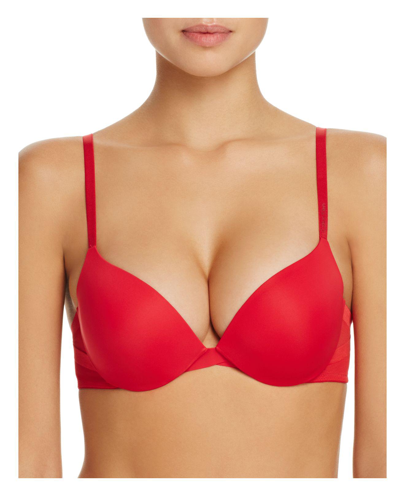 CALVIN KLEIN 205W39NYC Sculpted Plunge Push-up Bra in Red - Lyst