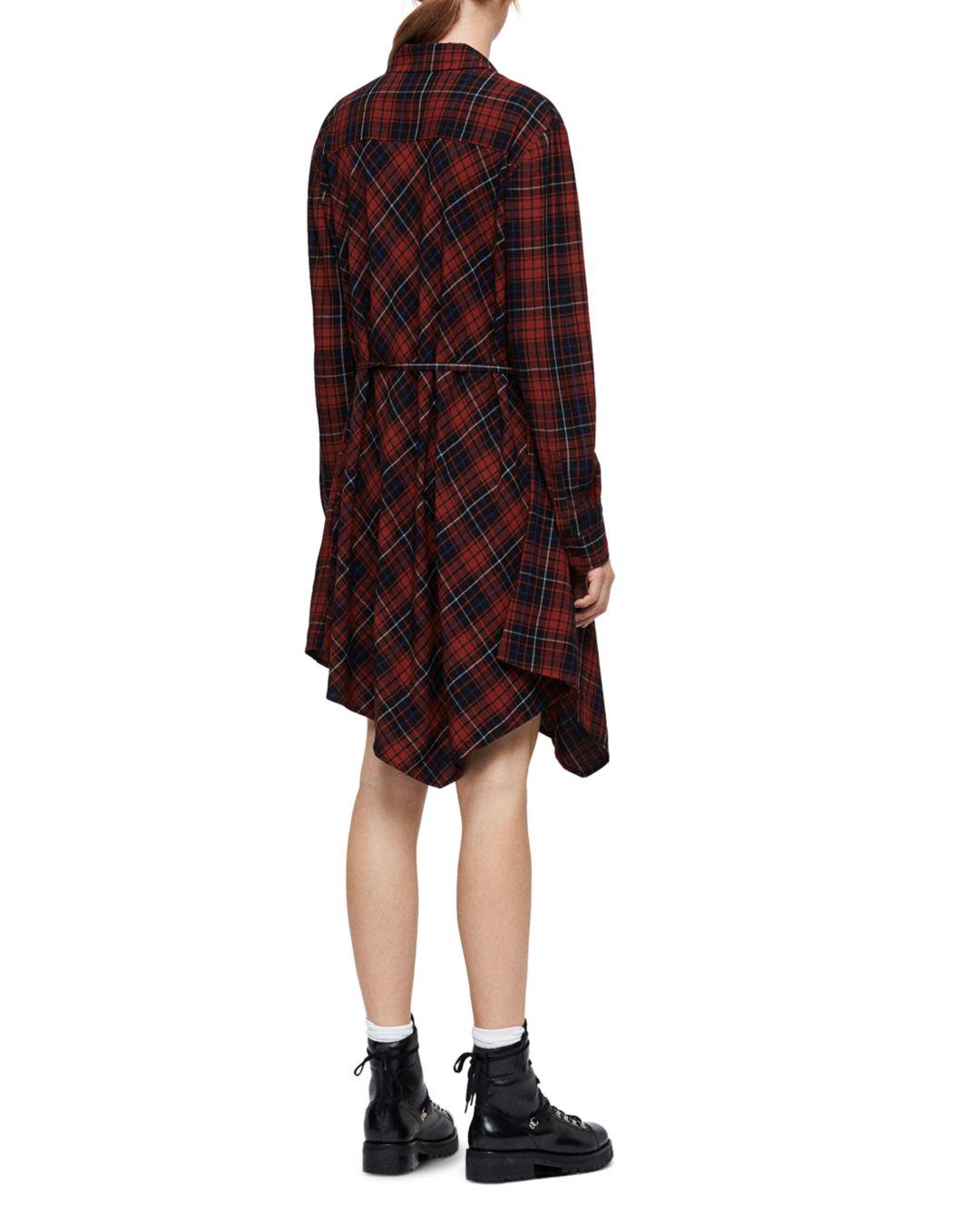 all saints red check dress