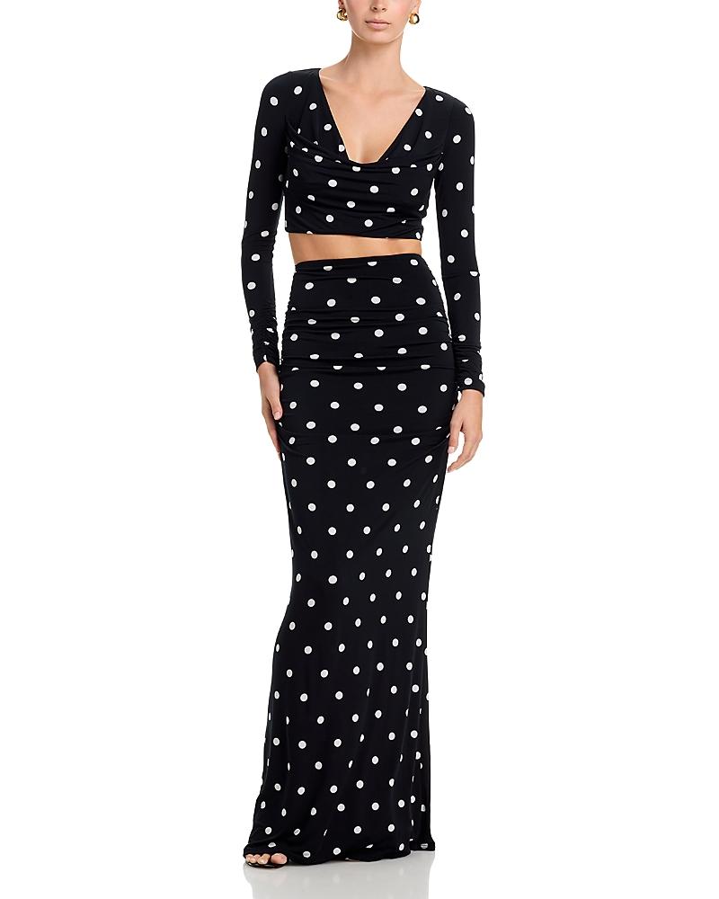 black halo kacie 2 piece maxi dress Catalina Tiered Ruffle Rosette Maxi Dress Black