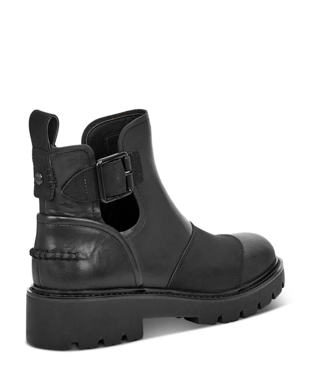 UGG Women's Stockton Leather Ankle Boots in Black - Lyst