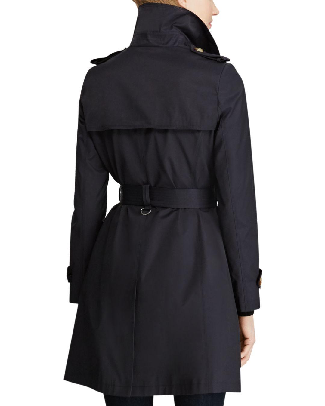 Ralph Lauren Lauren Belted Trapunto Stitched Trench Coat in Dark Navy ...