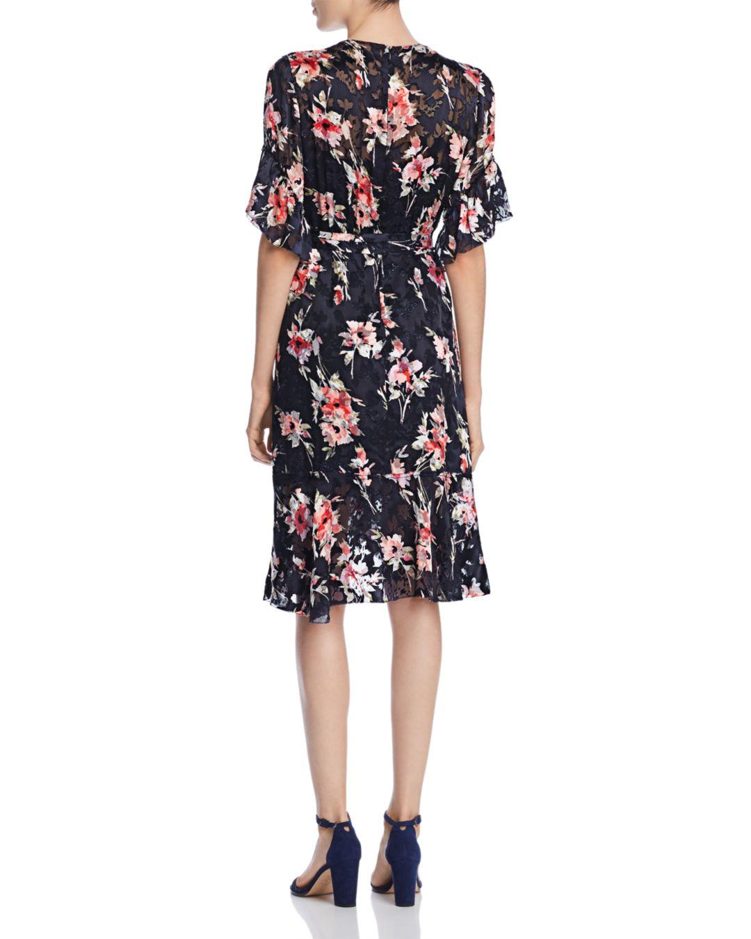 tahari navy floral dress