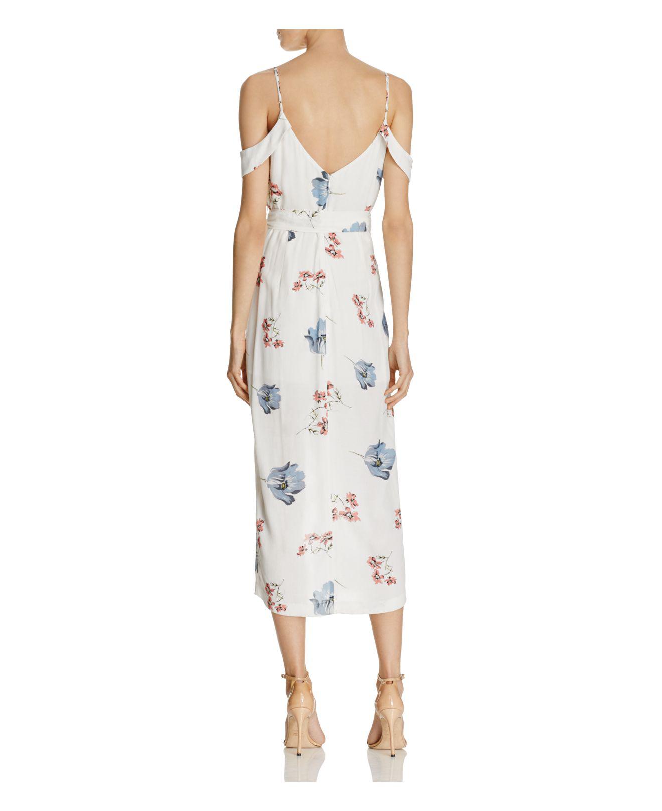 bardot floral wrap dress