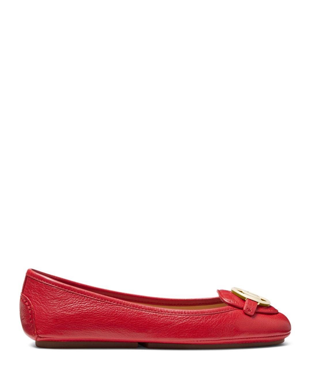 MICHAEL Michael Kors Women's Lillie Embellished Moccasin Flats in Red | Lyst