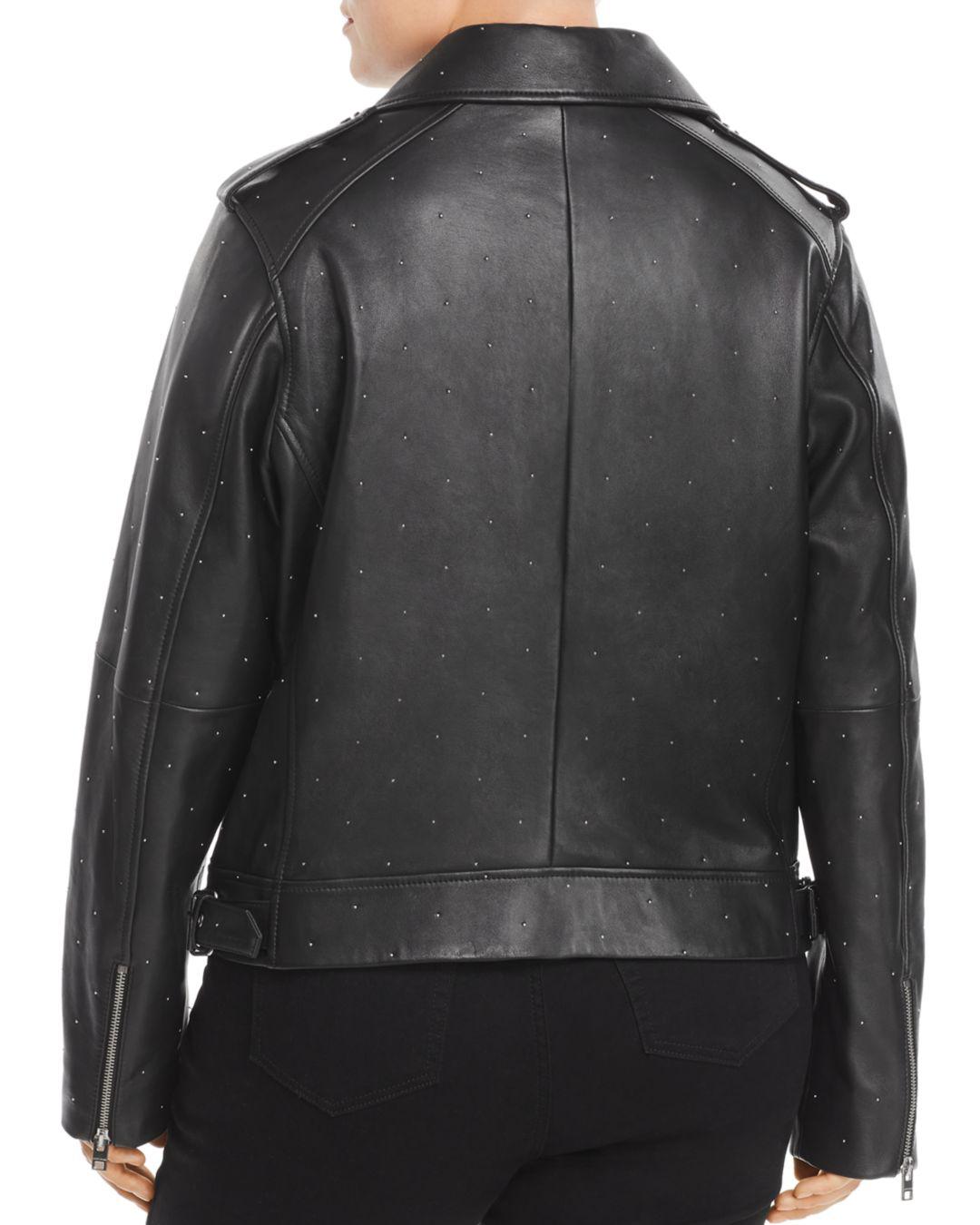Lucky Brand Studded Leather Moto Jacket in Black Lyst