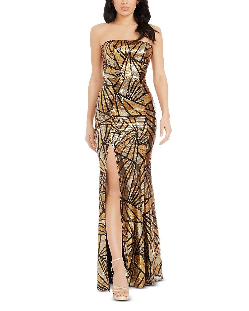 Dress the Population Janelle Geometric Sequin Mermaid Gown in Metallic |  Lyst