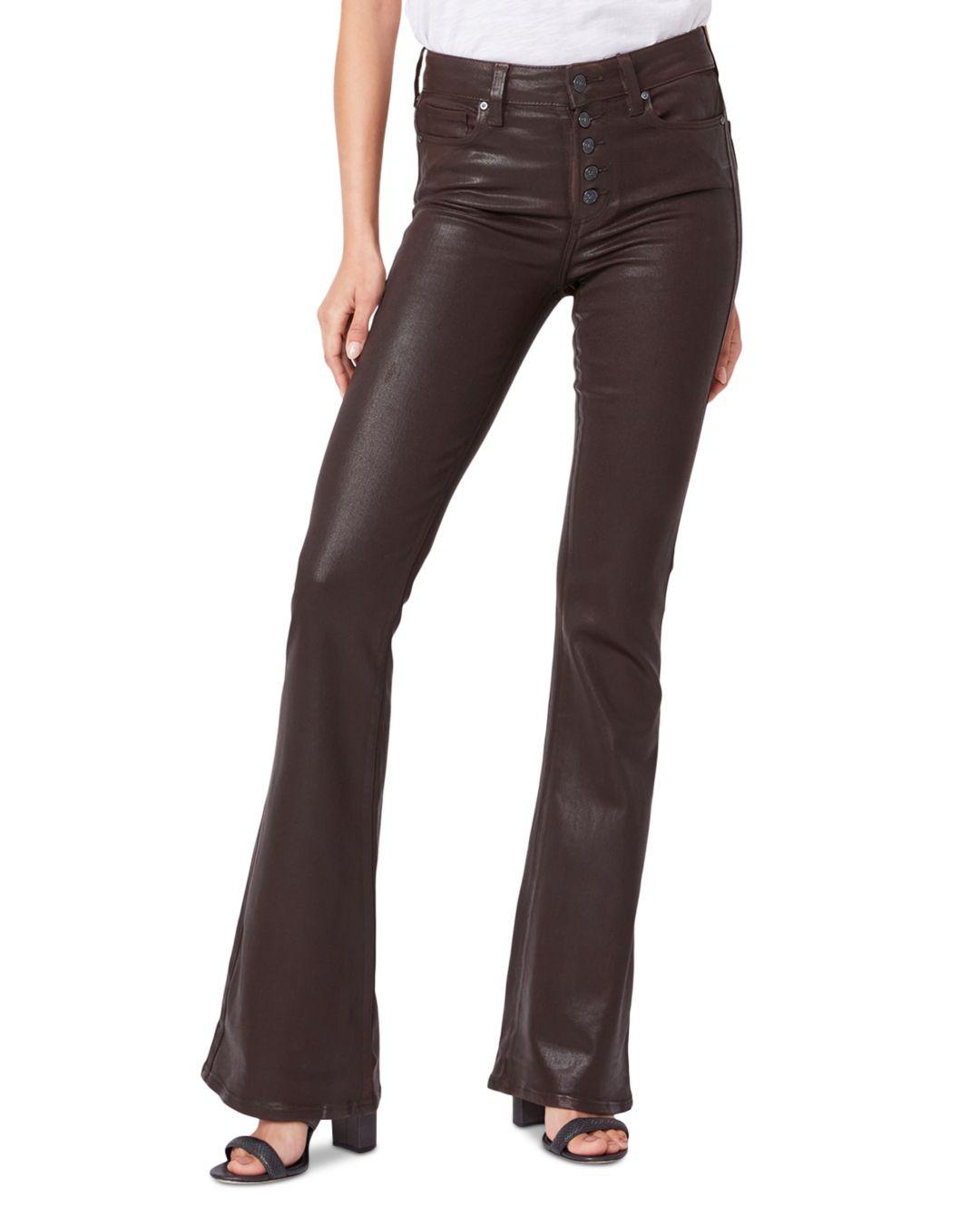 PAIGE Lou Lou High Rise Flare Jeans In Chicory Coffee Luxe Coating in Brown | Lyst Canada