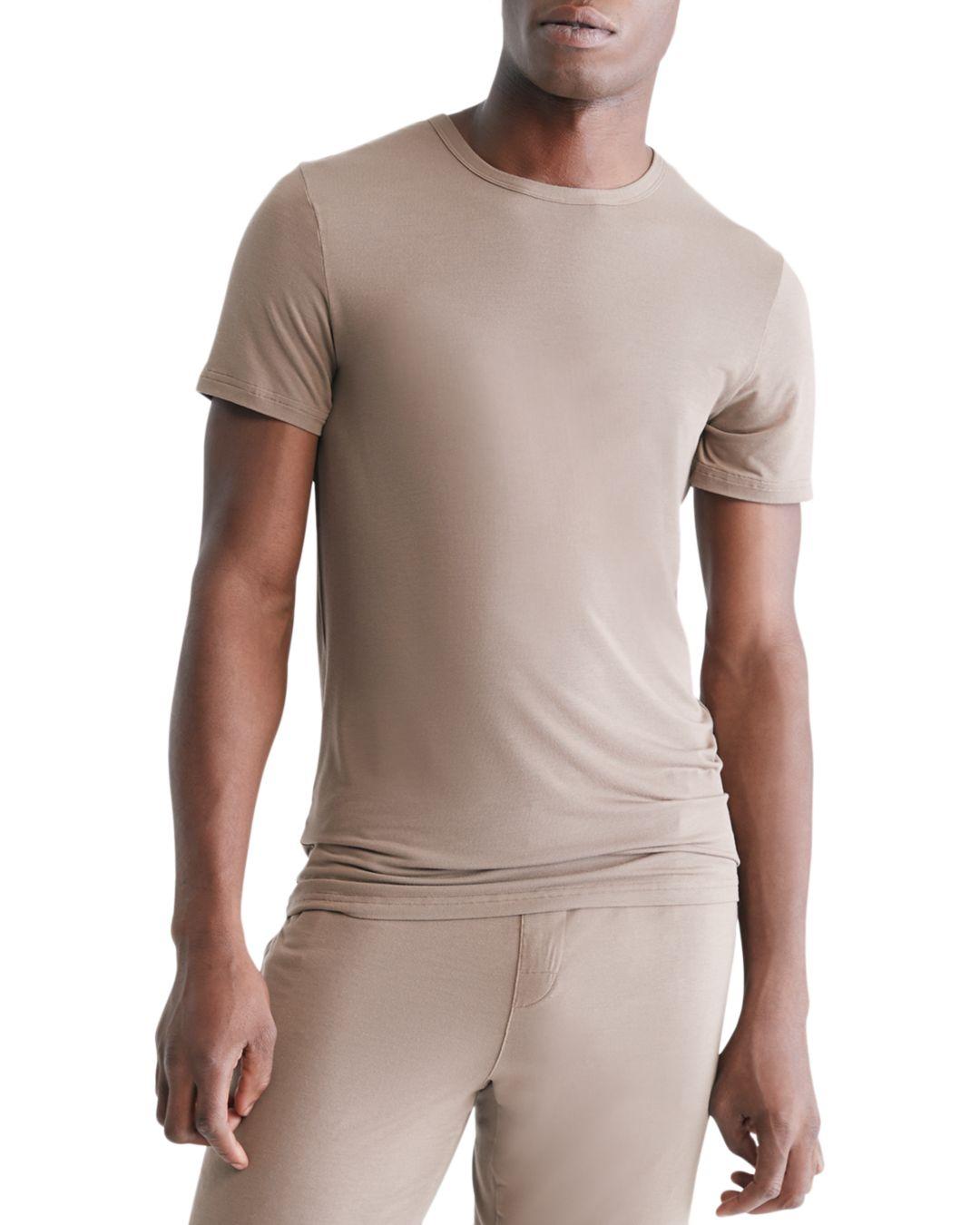 Calvin Klein Ultra Soft Stretch Solid Tee in Brown for Men | Lyst