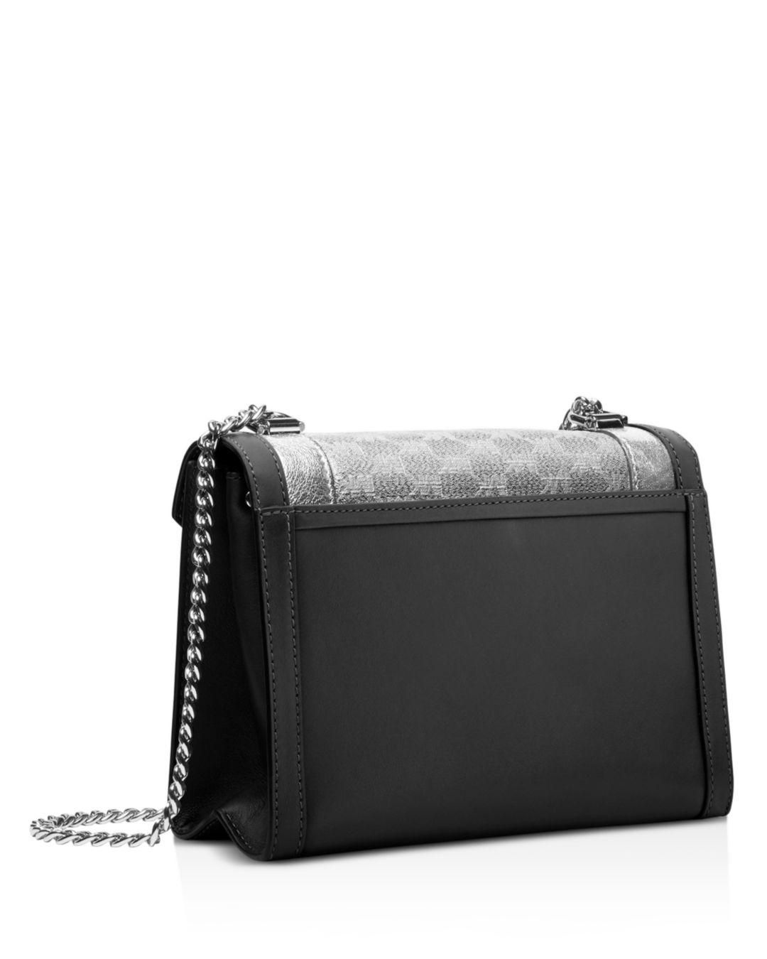whitney large metallic logo jacquard convertible shoulder bag