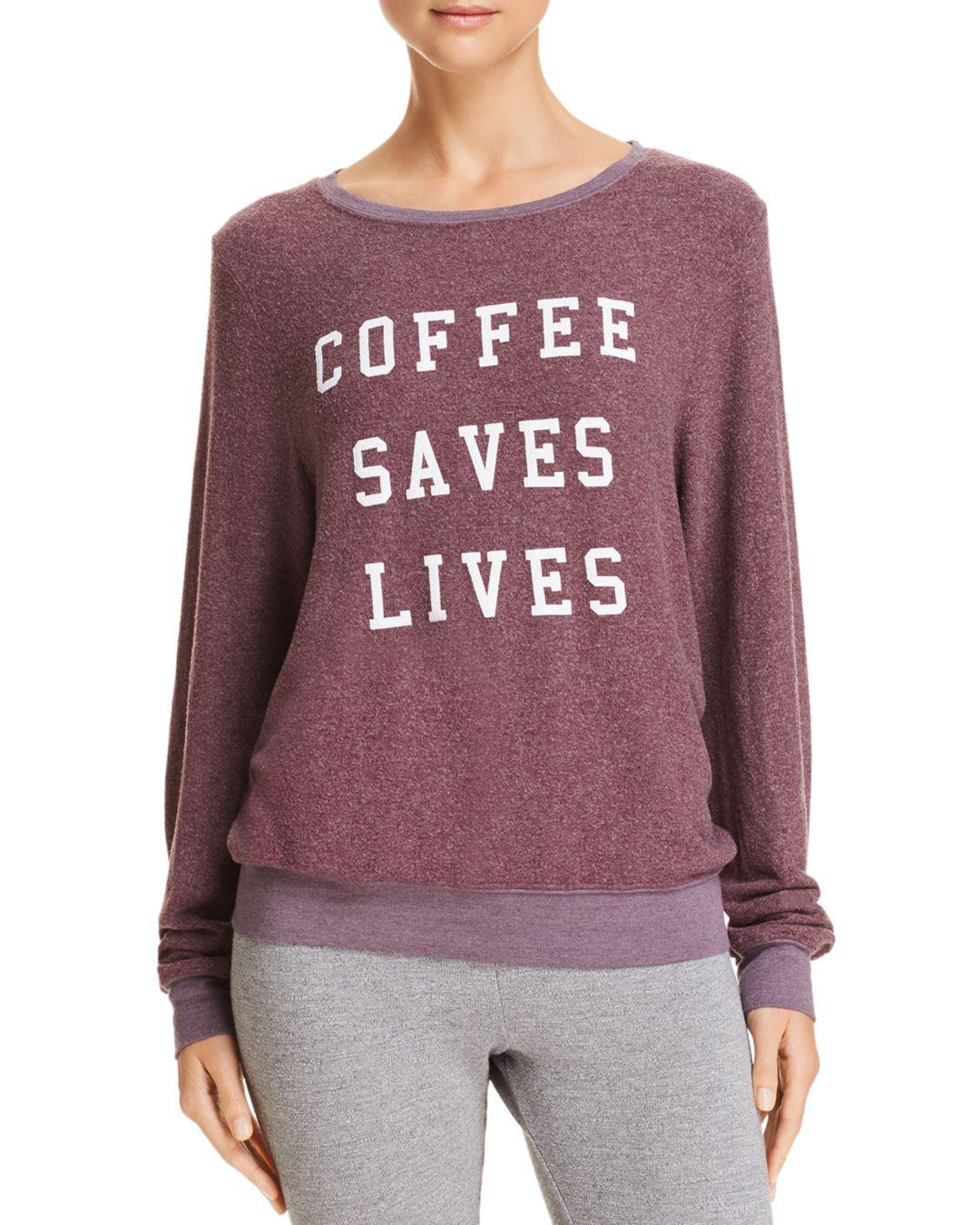 Download Wildfox Coffee Saves Lives Sweatshirt in Purple - Lyst