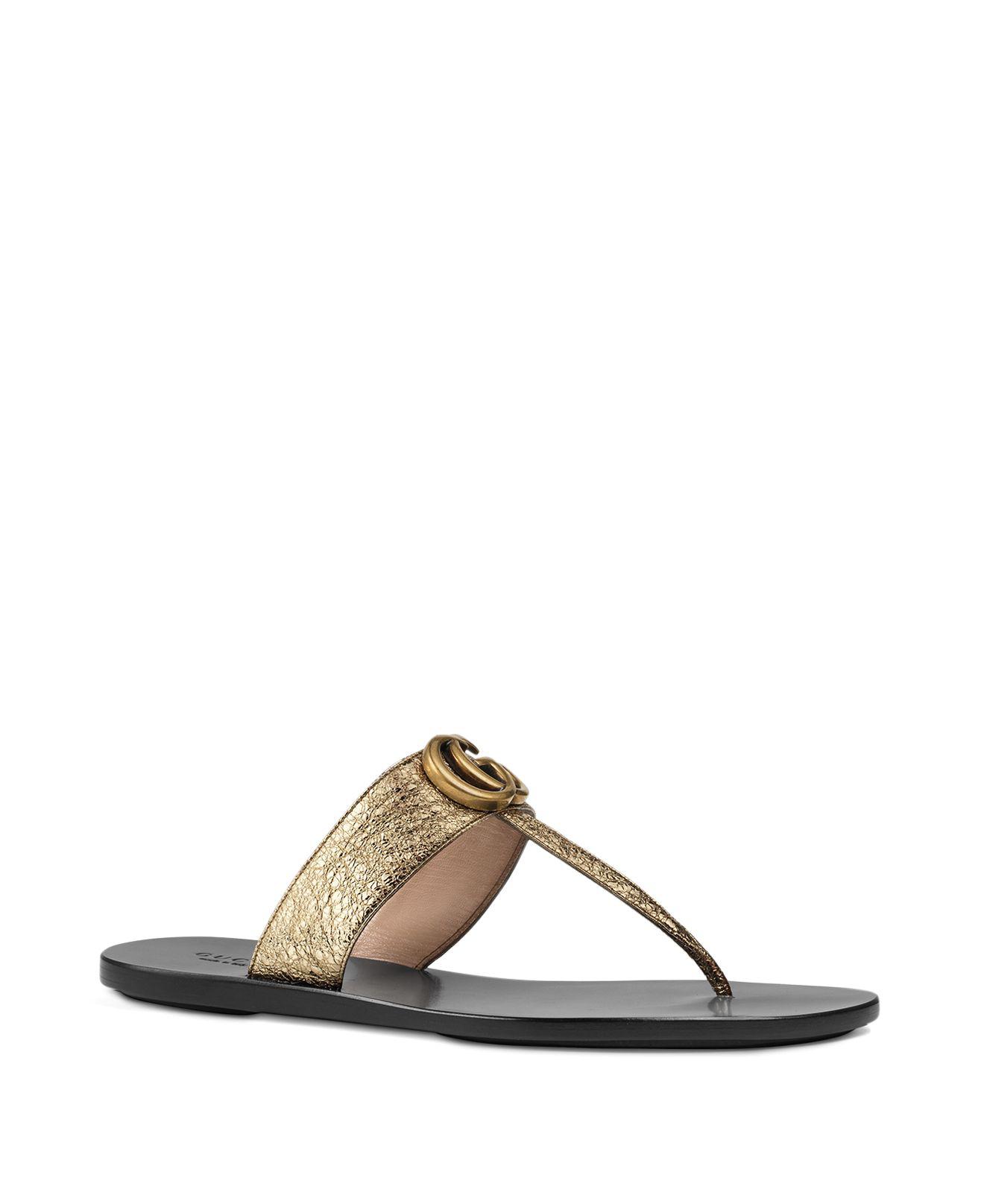 gucci marmont leather thong sandals