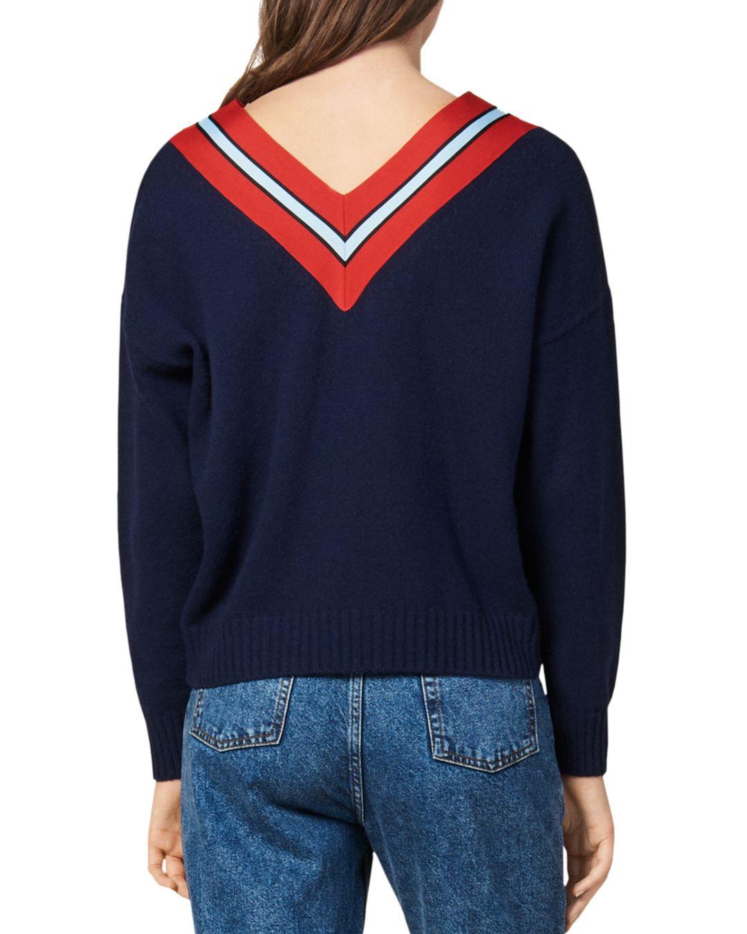 striped v neck sweater